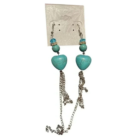 FASHION EARRINGS LEAD AND NICKEL FREE BLUE OR WITH HEART - Picture 1 of 2